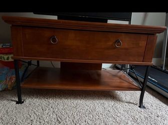 Wood with metal legs tv stand  38x20x23h
