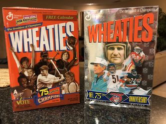 Wheaties 1995 75th Anniversary unopened cereal boxes.