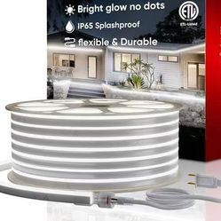 131.2 Ft Shine Decor LED Neon Rope Lights AC 120V, Expandable & Cuttable 120LEDs/M Bright Strip Lighting, ETL Cold-Resistant & IP65 Waterproof for Ind