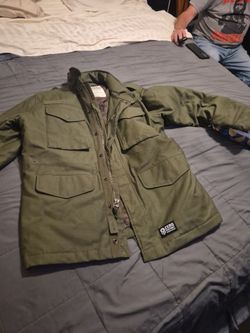 Zero Foxtrot M65 Field Jacket (Sateen Cotton Shell variant) in Dark Olive.