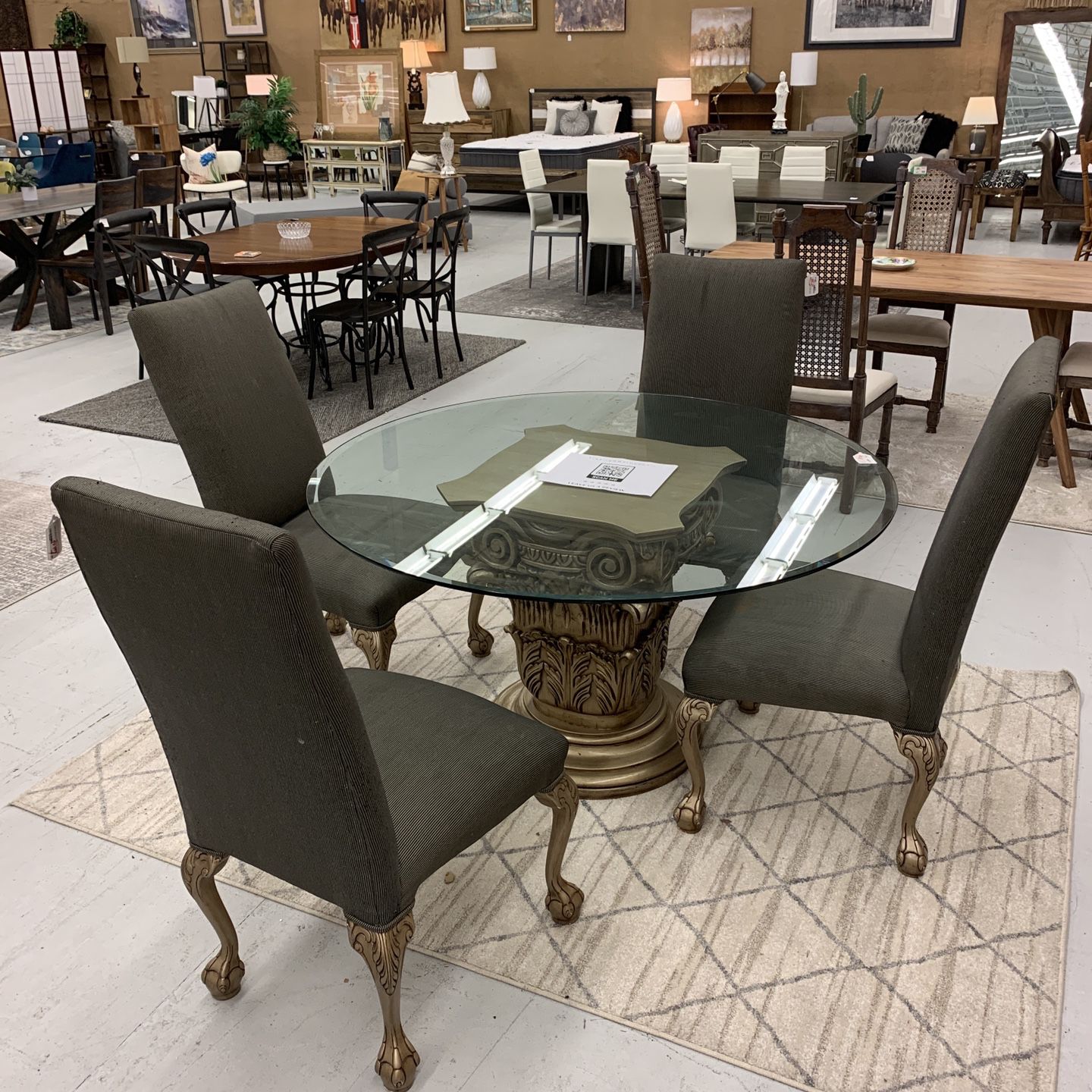 Custom Dining Set w/ Glass Top & Chairs