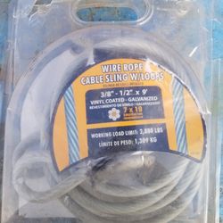 3/8 Vinyl Coated Wire Cable W/ Loops 9ft Long