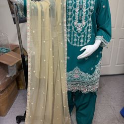 Farshi Shalwar Cotton Dress Chiffon Dupatta 