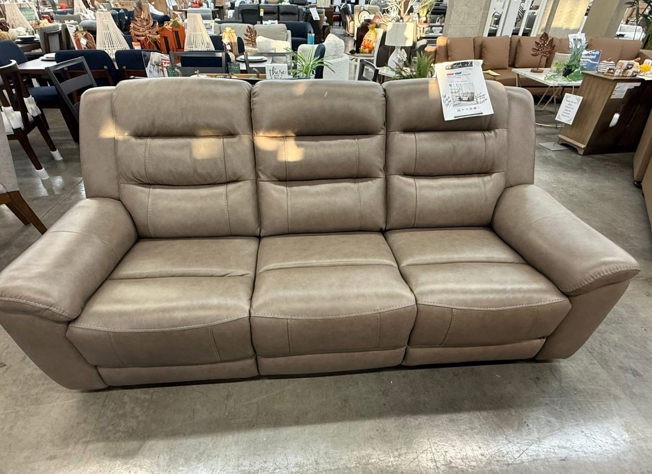 Pair of Mason Leather Power Reclining Sofas – Power Headrests – Brand New