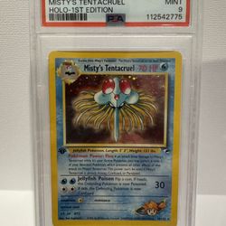 Pokemon PSA 9 Misty’s Tentacruel #10 Gym Heroes 1st Edition Holo *HALF TOP SWIRL*