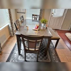 6 Pieces black and gray dining table set
