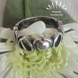 Sterling Silver 925 Band Ring heart design