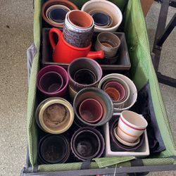 Wagon Full Of Ceramic Pots $50