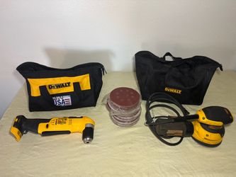 DEWALT DCD740B 20-Volt MAX Li-Ion Right Angle Drill (Tool Only) and DEWALT Orbital Sander, 5 Inch Palm Sander Tool $75