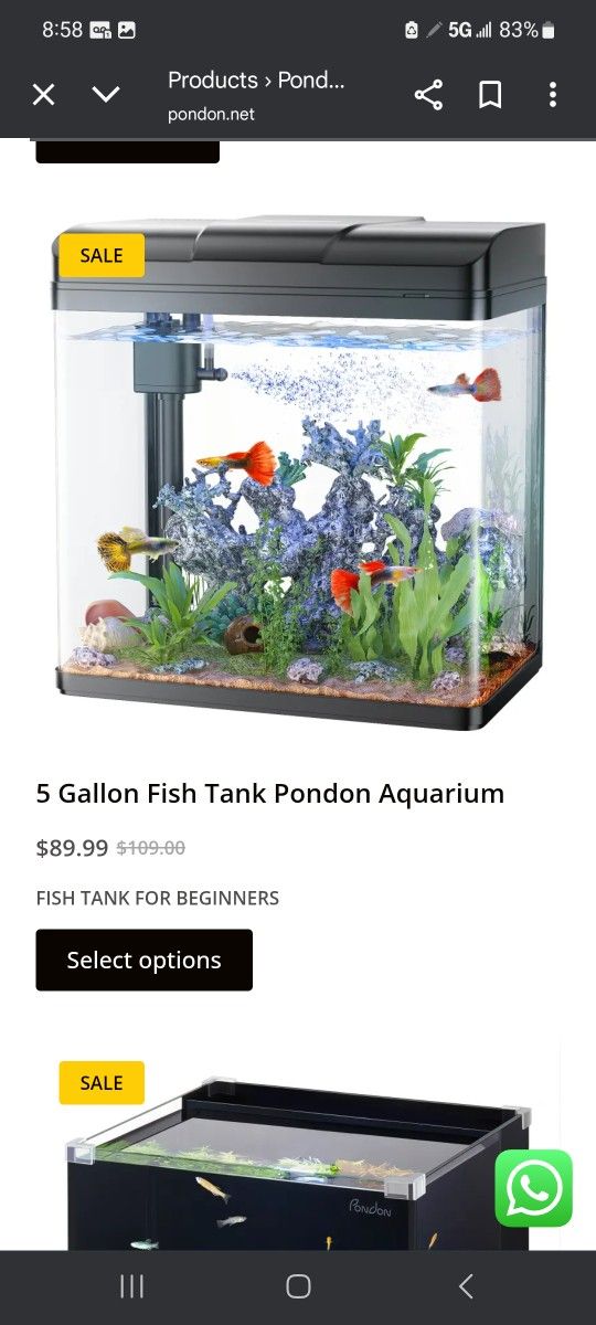 5G Fish Tank Pondon Aquarium