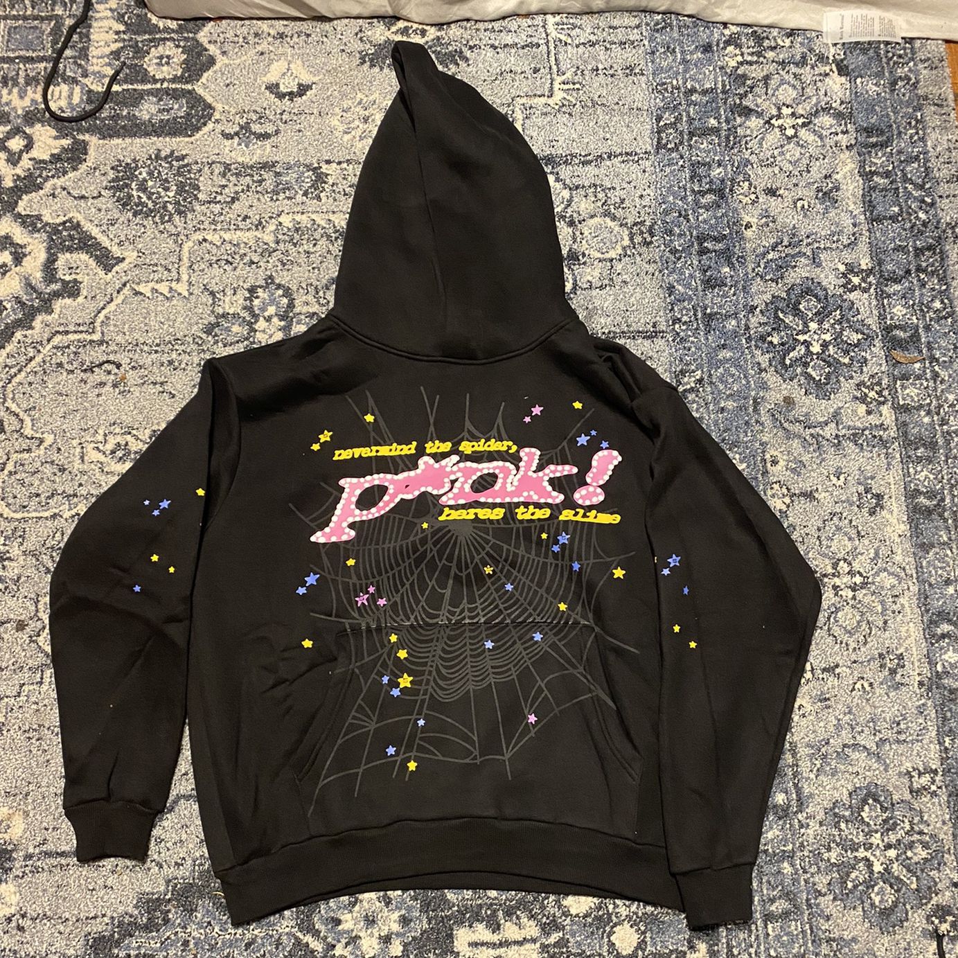  pink sp5der hoodie black
