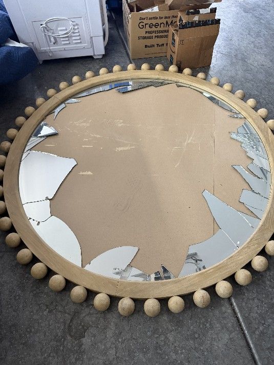 72 Inch 6 Foot Custom Designer Wood Round Mirror Frame Large Statement Piece