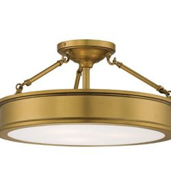 Minka Lavery Semi Flush Mount Ceiling Light 4177-249, Harbour Point Glass Lighting Fixture, 3 Light, Liberty Gold
