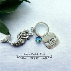 Brand New! 1.18" Metal Mermaid Keychain  Coastal Nautical  | SHIPPING IS AVAILABLE