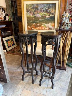 Antique solid wood plant stands