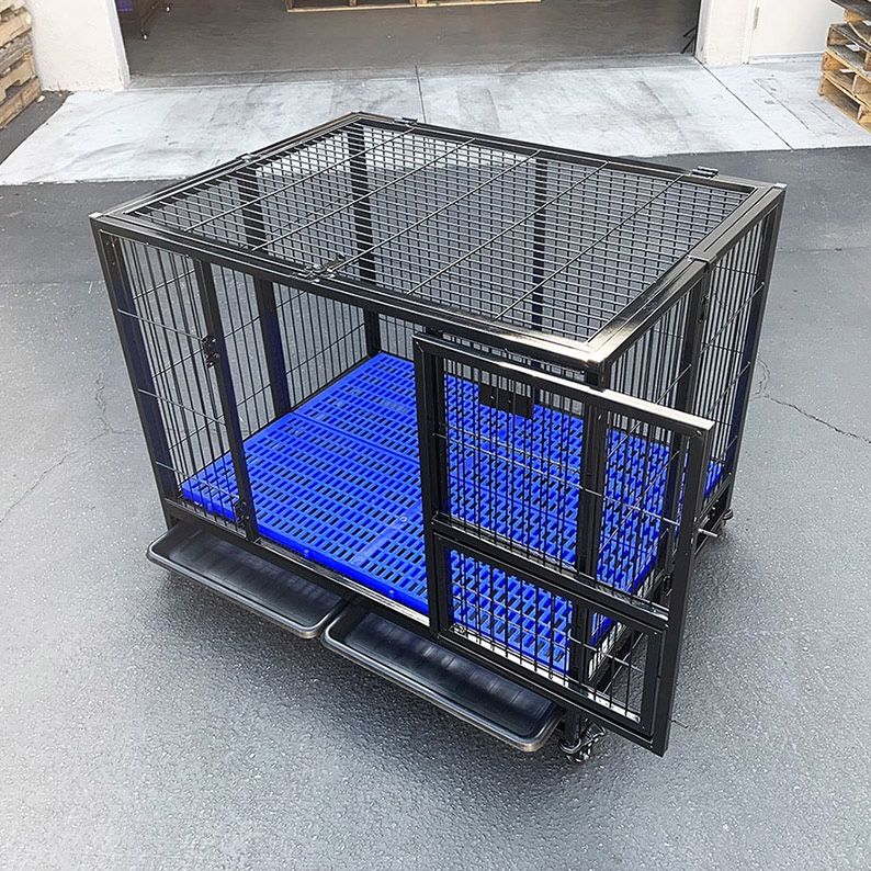 $180 (New in Box) Heavy-duty dog cage 41x31x34” single-door folding kennel w/ plastic tray