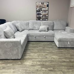 🔥WHITE INTERCHANGEABLE MODULAR SECTIONAL $1325 WITH DELIVERY!!!  Small black sofa comes in black , light gray and dark gray and chaise can be on 