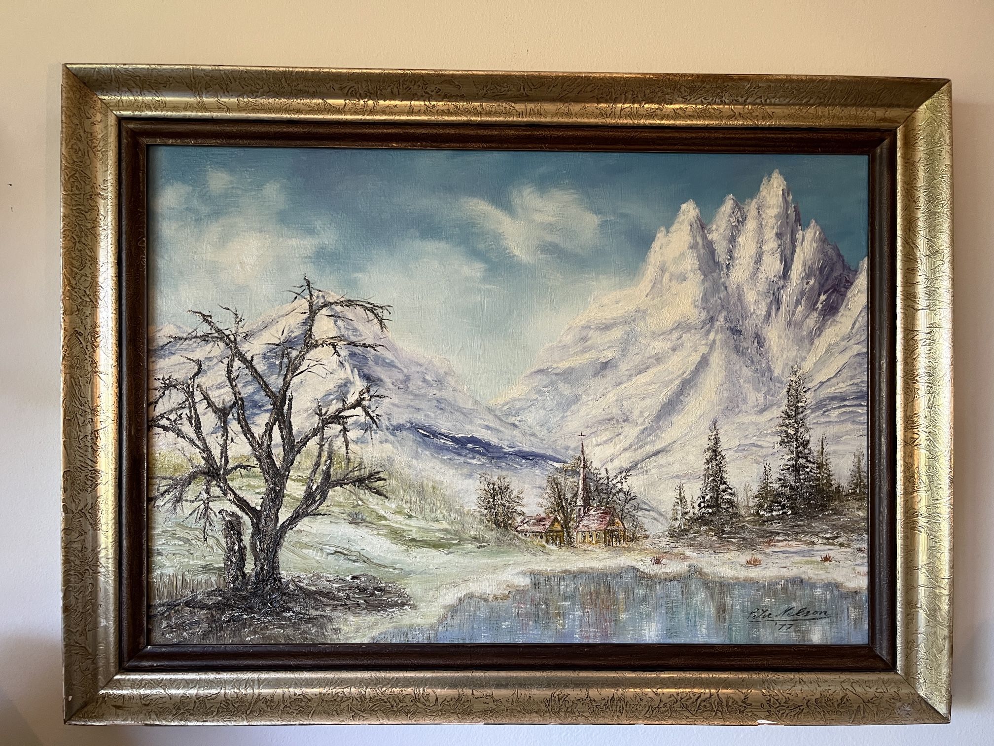 HUGE Vintage Painting from 1977 Signed and Framed Oil Painting