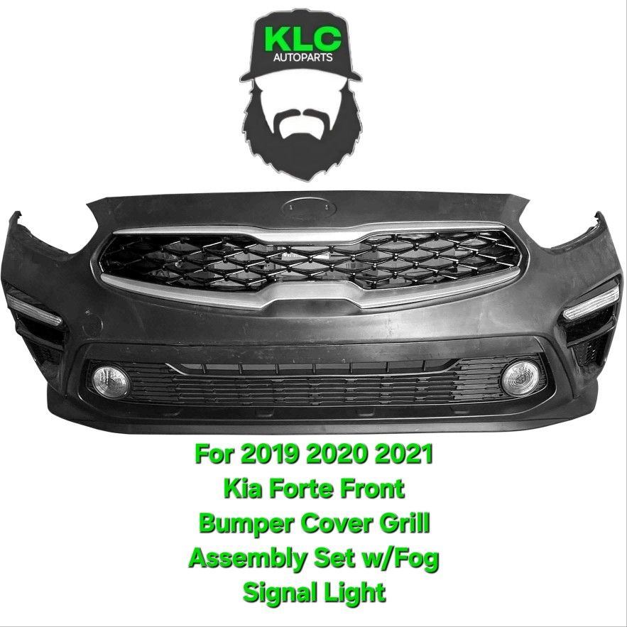 For 2019 2020 2021 Kia Forte Front Bumper Cover Grill Assembly Set w/Fog Signal Light