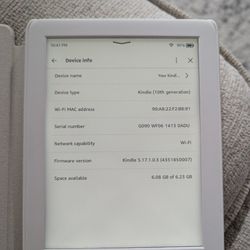 White Kindle 10th generation 8GB