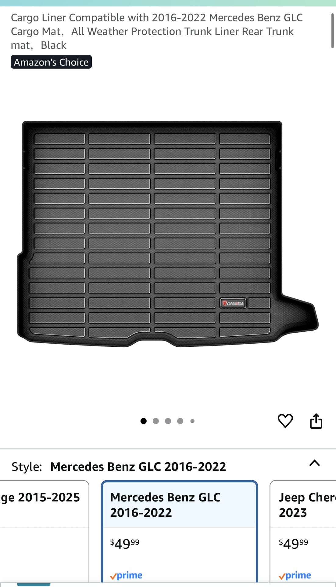 NEW…Cargo Liner Compatible with 2016-2022 Mercedes Benz GLC Cargo Mat, All Weather Protection Trunk Liner Rear Trunk mat, Black (3584)