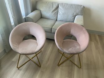 Pink Silky Velvet Upholstered Accent Chairs