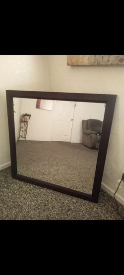 Wall Mirror 4 feet by 4 feet Dark brown Wood