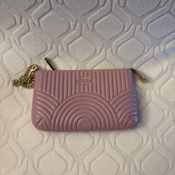 Elegant Coach Pink Quilted Clutch