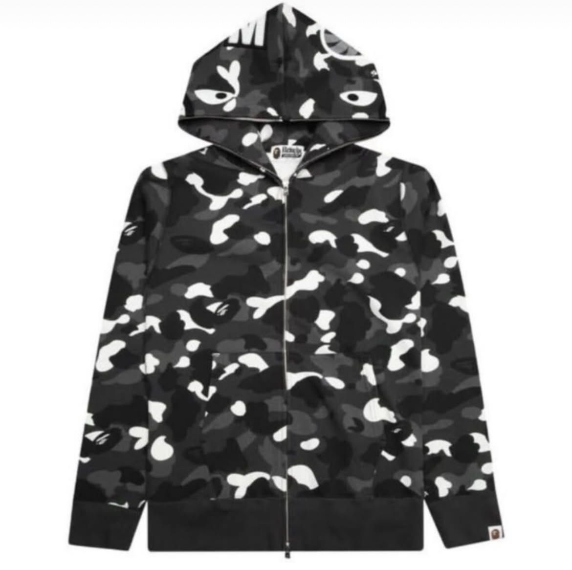 Black And White Zip Up Bape Hoodie