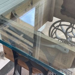 Iron Sewing machine table with glass top