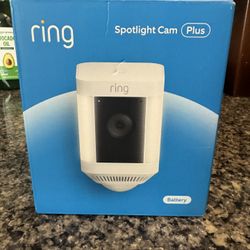 Ring Spotlight Cam Plus, Battery (newest model), Home or business security with HD video, Two-Way Talk, Color Night Vision, and Security Siren, White