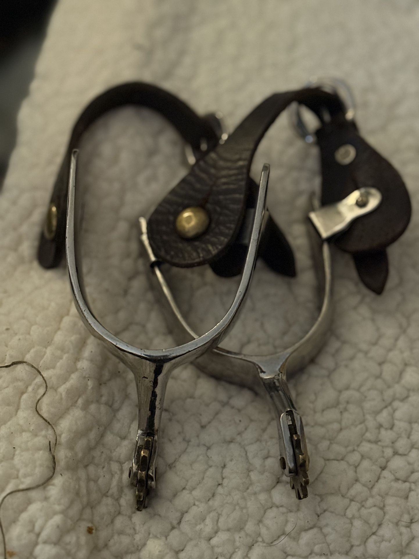 Western Stirrups Black Genuine Leather Grain Brass Accents EUC