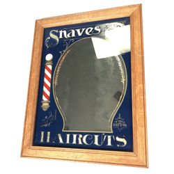 Vintage Barbershop Shave and Haircut Mirror Wall Decor Sign Two Bits Salon