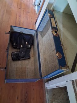 Vintage blue storage bin