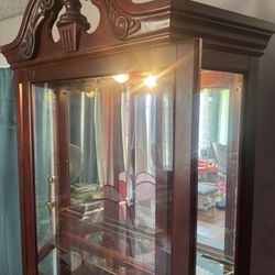 Glass Wood Display Case Furniture With Light