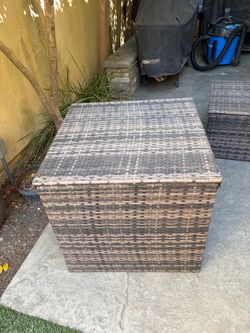 Wicker storage bin/side table