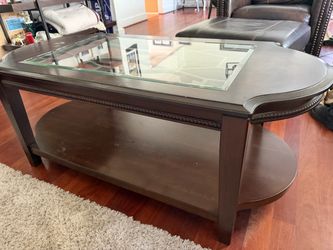 Wood Coffee Table with Glass Top