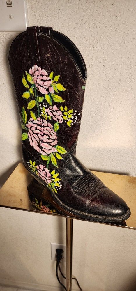 Ladies hand Painted Cowboyboots 7.5