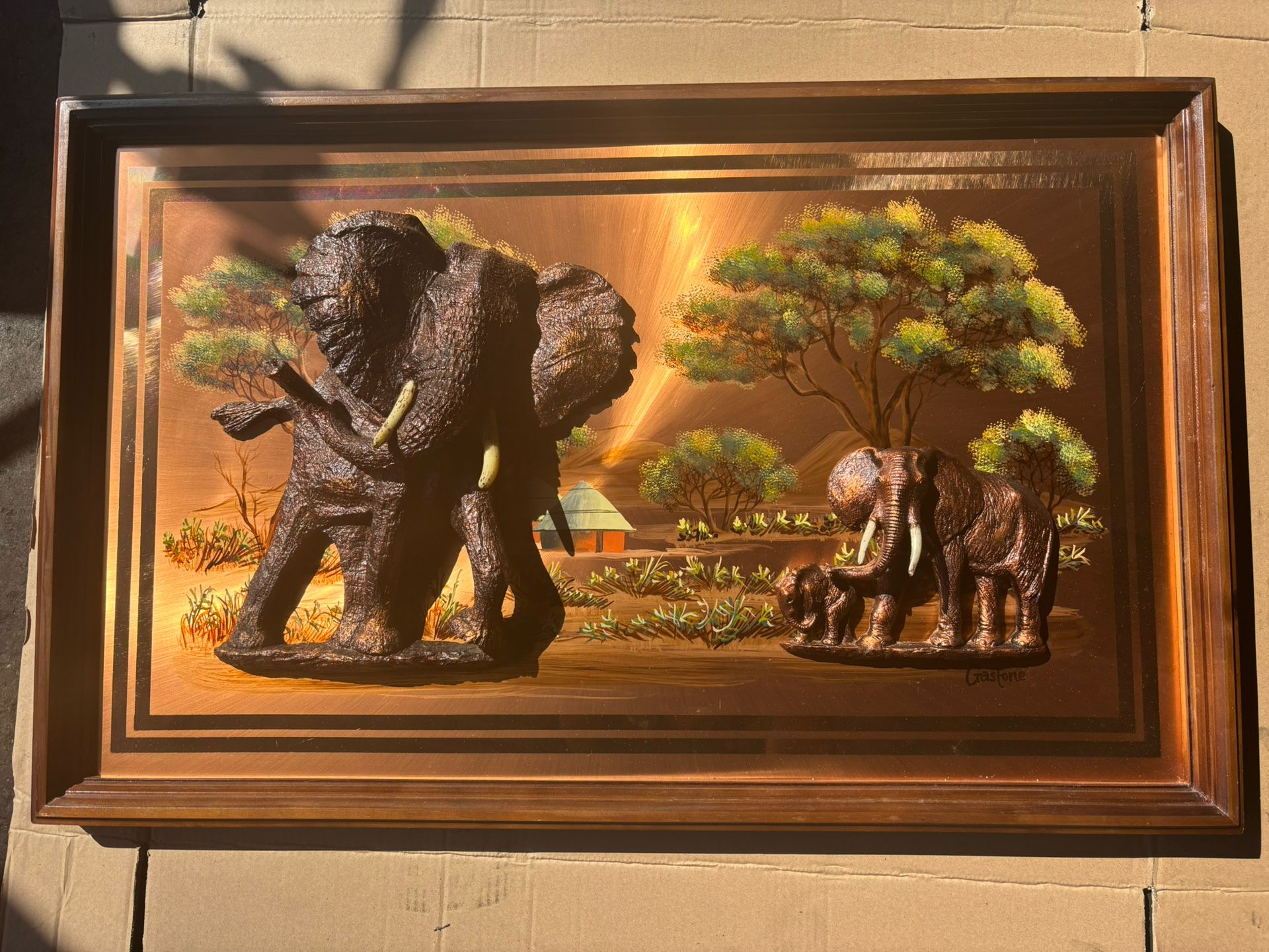 Gaston Elephant Copper 3D Art