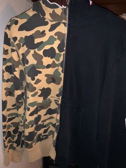 BAPE Half Camo Half Black Zip-Up Hoodie