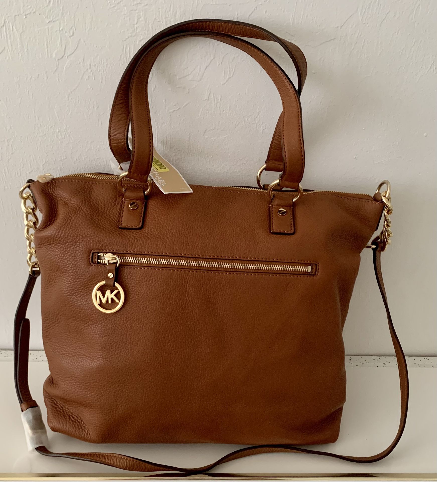 New Michael Kors Fulton genuine leather luggage brown beautiful large bag