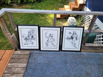 Tresham Set of 3 Framed Native Dancer Ink Prints