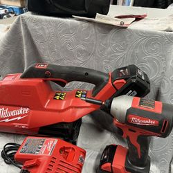 Milwaukee Lot - Blower, Base Charger, Bag, Impact 