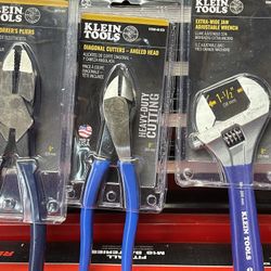 KLEIN TOOLS IRONWORKER ‘S PLIERS PLUS DIAGONAL CUTTERS- ANGLED  HEAD  AND  EXTRA -WIDE JAW ADJUSTABLE  WRENCH ALL 3 $ 79