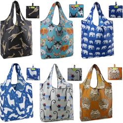 BeeGreen Shopping Bags Cloth Grocery Bags Foldable Travel Bag Tote Bags Bulk - Reusable Gift Bags with Handles (6 Pack) - Heavy Duty Large Washable An