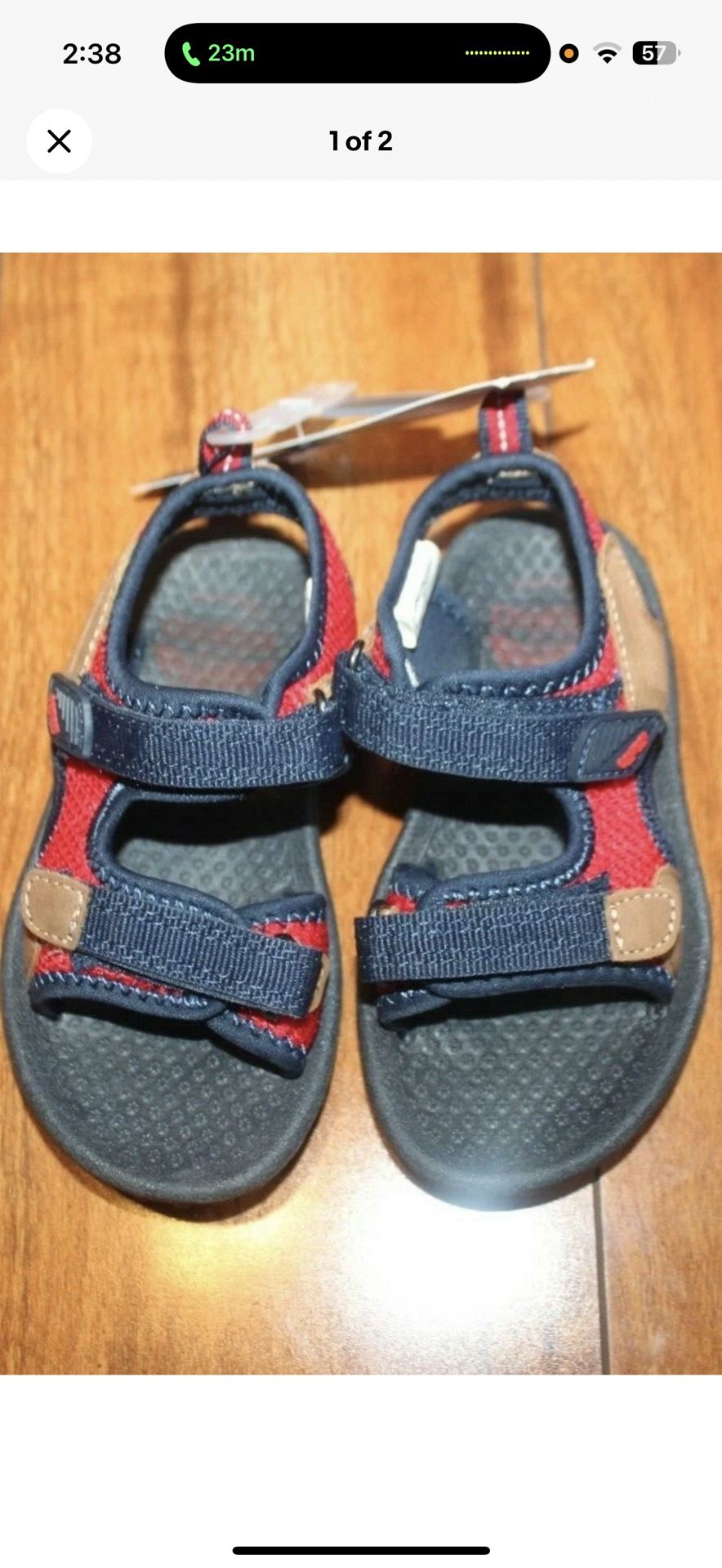 New Boys Oshkosh B’gosh Sz 7 Toddler, 2, 3 Sandals 