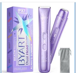 Bikini Trimmer for Women Dual Head - IPX7 Waterproof Electric Razor for Beauty, Painless Intimate Foil Shaver for Private Area, Trendy Stuff Gifts for