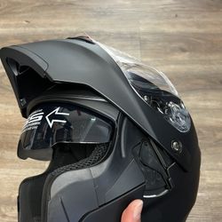 Black Helmet With Tinted Visor Dot New 