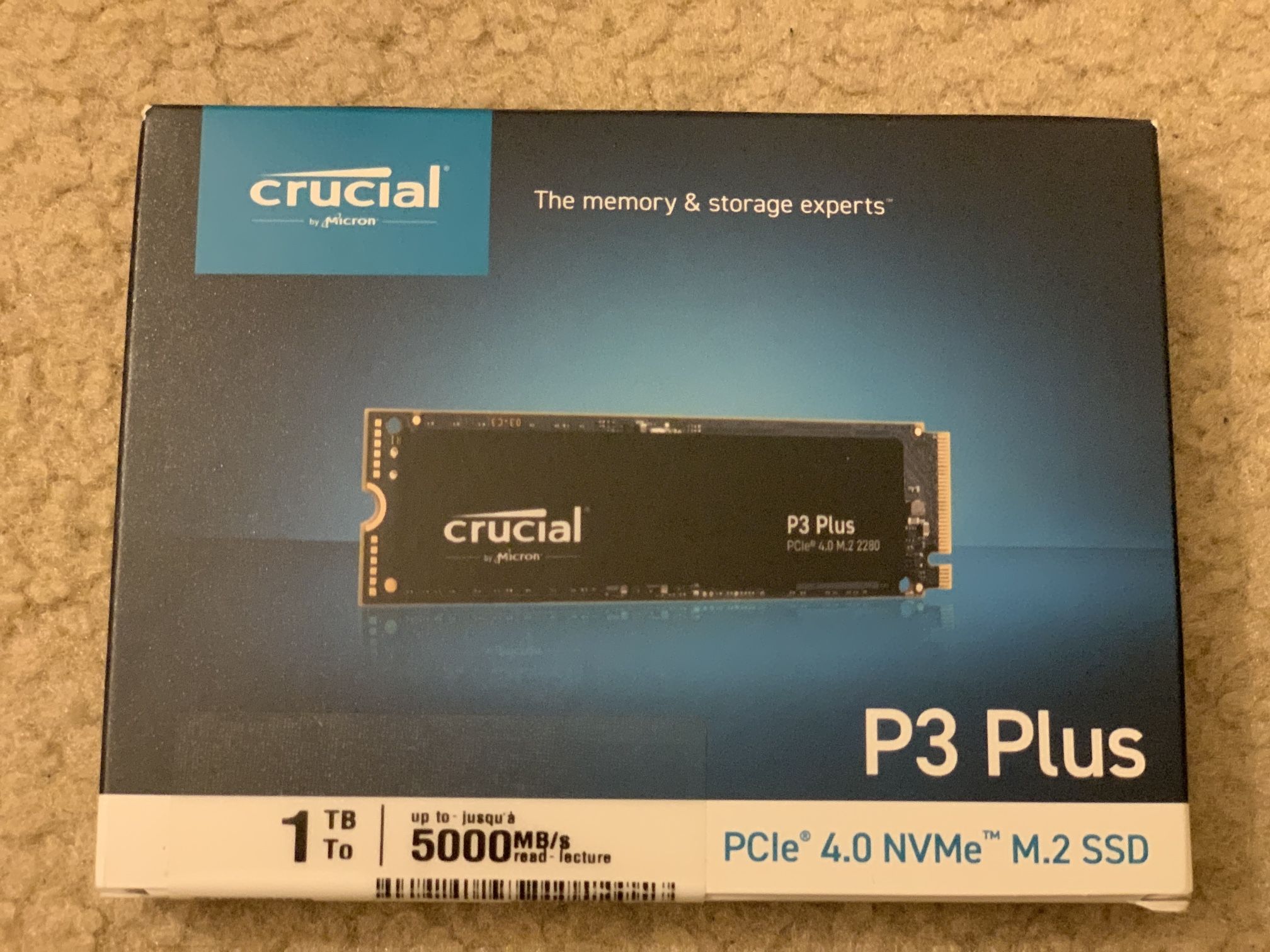 Crucial P3 Plus 1TB 3D NAND Flash PCIe 4.0 NVMe 2280 M.2 Internal SSD Cash only