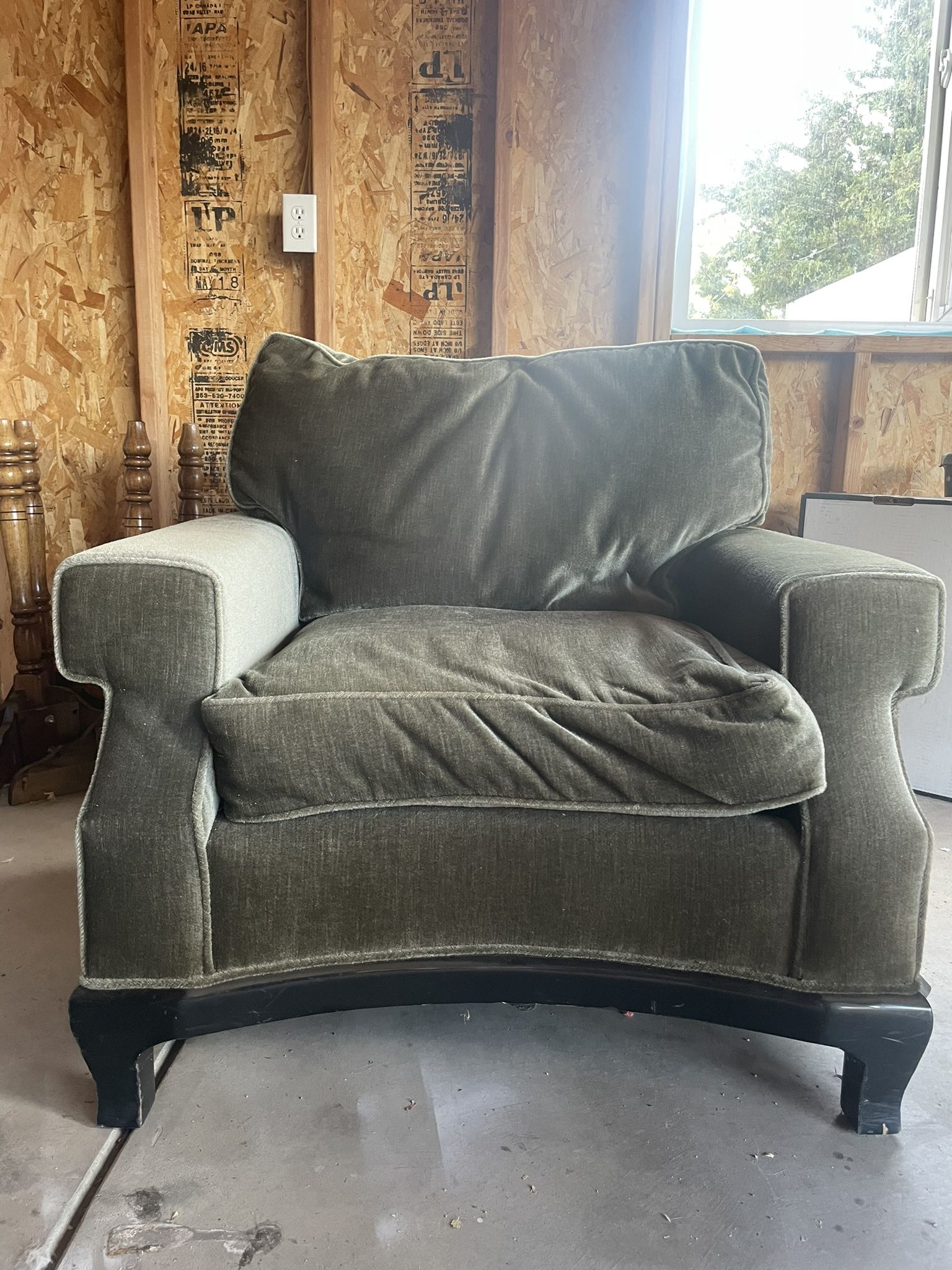 Large Green Chair With Down Filled Cushions